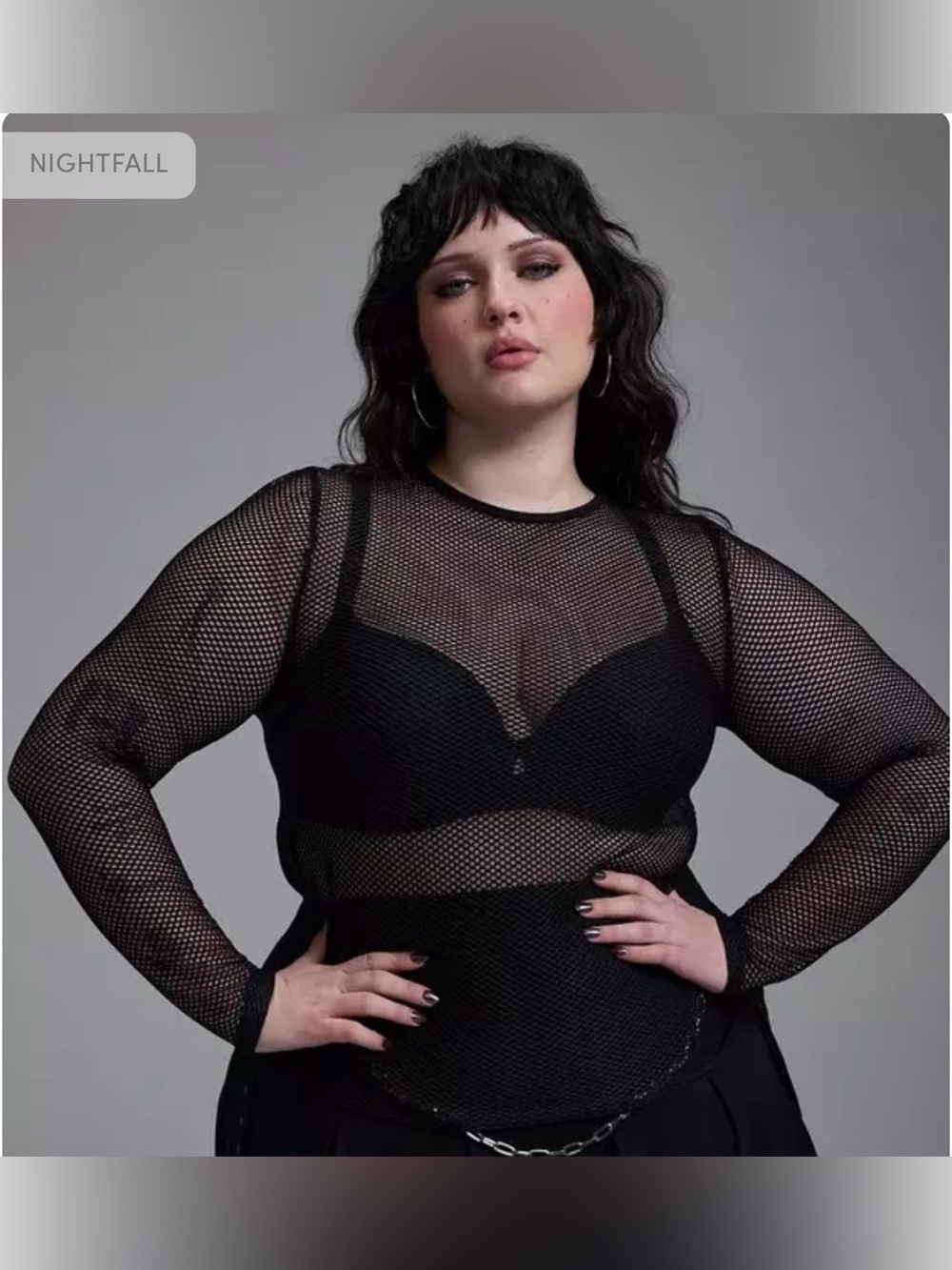 NWT Torrid Nightfall Long sleeve Black Mesh Top